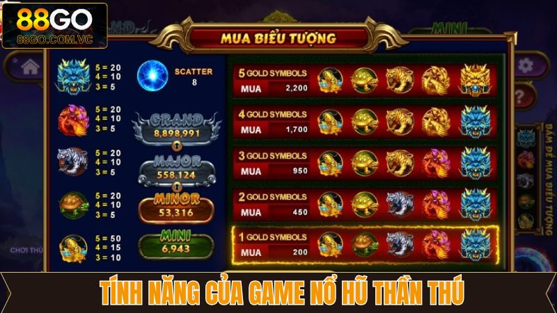 Tính năng nổi bật của game nổ hũ Thần Thú 